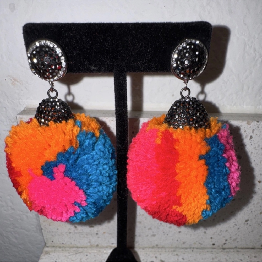 Colorful Pom Pom Earrings